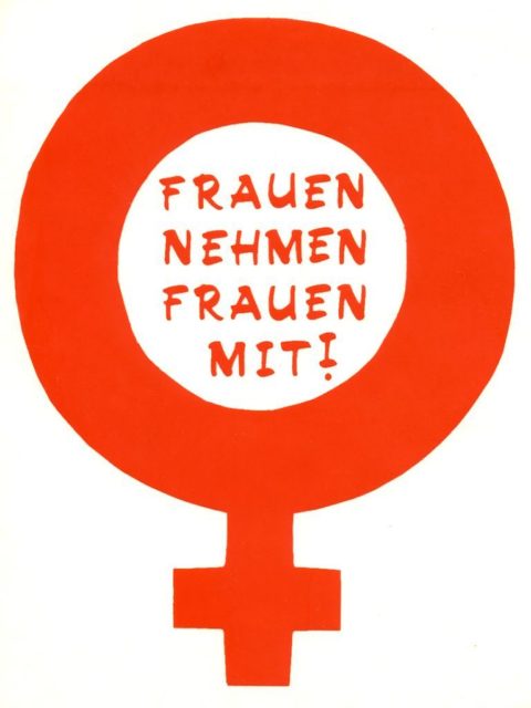 Sticker "Frauen nehmen frauen mit", Bochum (FMT-Signatur: VAR.01.083)