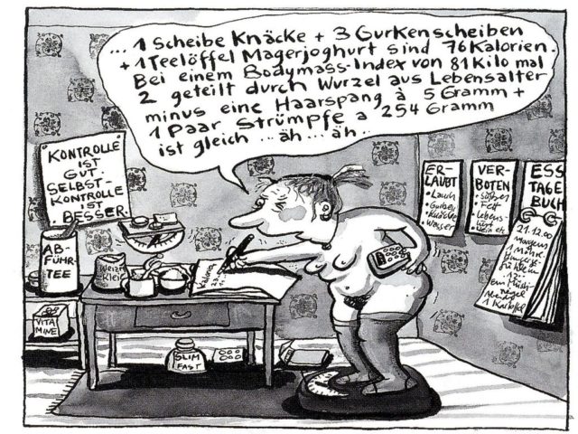 © Franziska Becker, Comic "Leidkultur" in EMMA 1/2001, p. 63.