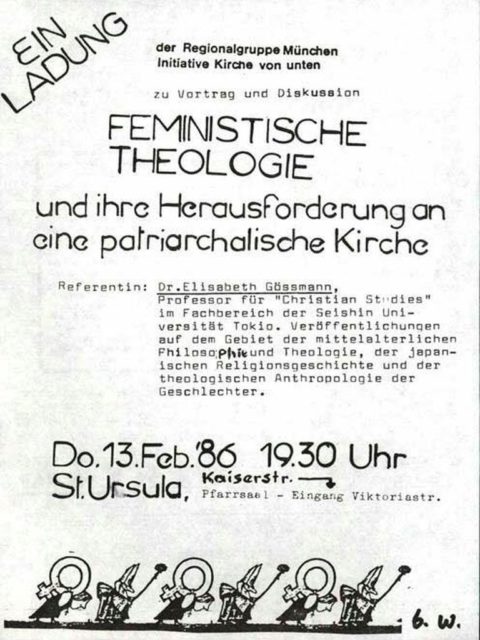 Einladung zum Vortrag: Feministische Theologie und ihre Herausforderung an eine patriarchale Kirche (FMT-Signatur: FB.01.107)