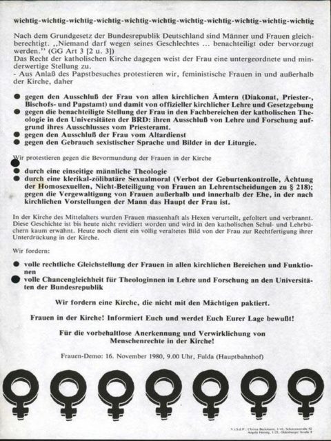 Flugblatt anlässlich des Papstbesuches im November 1980 (FMT-Signatur: FB.02.101)