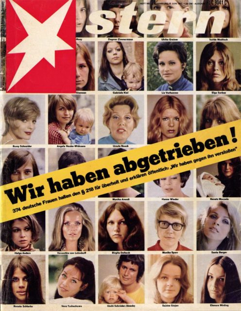 374 German women consider the §218 obsolete and declare publicly: "We have violated him," Stern, 24/1971, (FMT Shelf-Mark: SE.11-a)