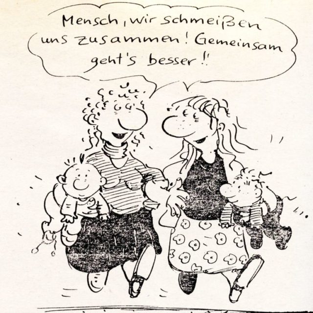 © Franziska Becker „Leben mit Kindern - Mütter werden laut“ : Dokumentation des Kongresses vom 22./23.11.86 : Gedanken zur Mütterpolitik (1987). - Die Grünen [Hrsg.], Selbstverlag. (FMT Shelf Mark: LE.05.065)