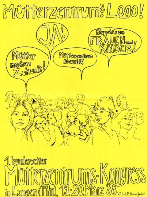 © Monika Jaeckel: 1. bundesweiter Mütterzentrums-Kongress in Langen (FfM), März 1988 (FMT Shelf Mark: in PD-LE.05.01).