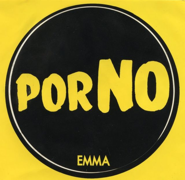Aufkleber EMMA-PorNo-Kampagne, © EMMA (FMT-Signatur: VAR.01.019)