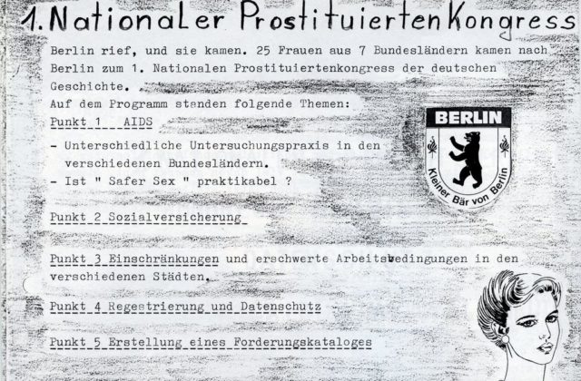 1. Nationaler Prostituiertenkongress (1985). - In: Rotstift : Zeitschrift für Bar, Bordell, privat und Bordstein, November 1985, S. 3f. (FMT-shelfmark: Z502).